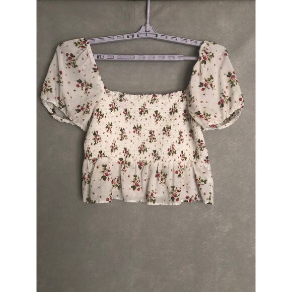 J. Crew Tops - J. Crew Women's XL Puff-Sleeve Smocked Top in Strawberry Floral